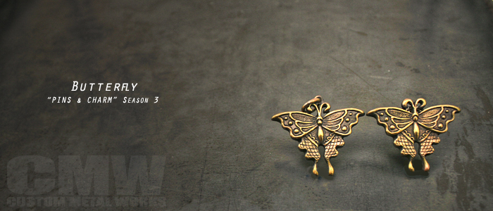 真鍮製バタフライ(Butterfly)のピンズ,チャーム販売,大阪スタジオ